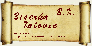 Biserka Kolović vizit kartica